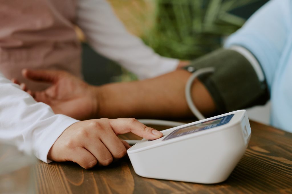 Blood Pressure Monitor in Use